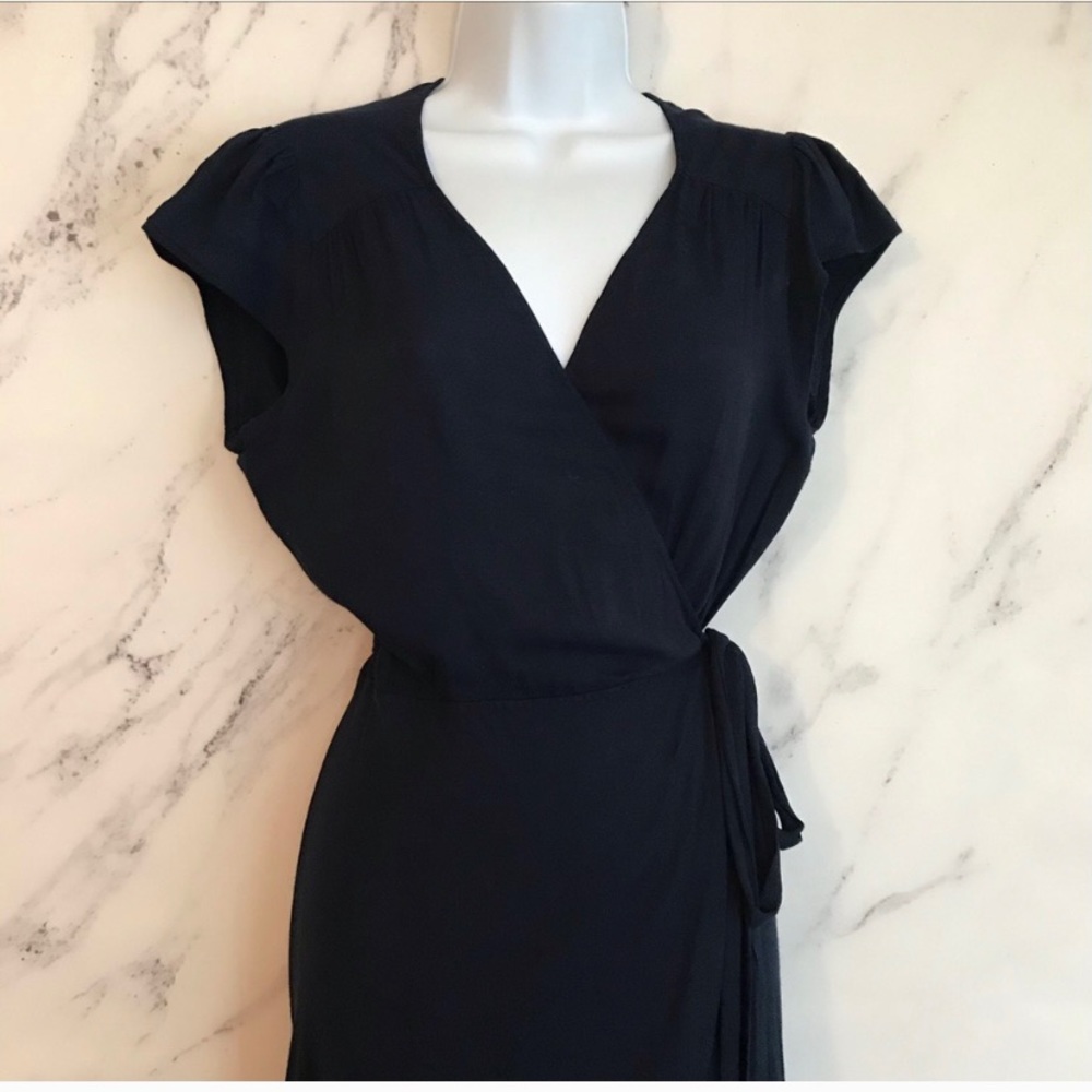 Reformation Navy Chamomile Wrap maxi Dress